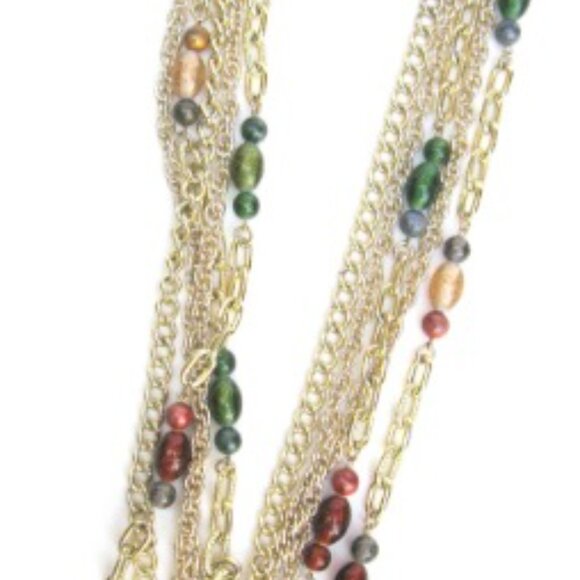 Vintage Signed PAMAR Multi-Chain & Italian Bead Necklace, Italy - Picture 3 of 4